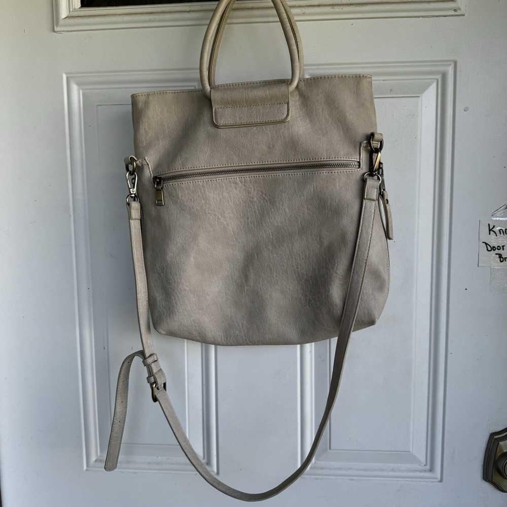 Sasha + Sofi Concealed Carry Purse Shoulder Bag Large Cream Tote 13 x 16" READ